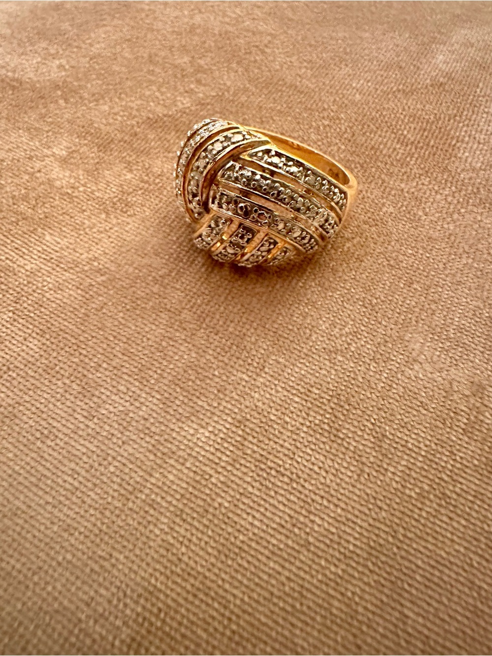 Sterling silver gold plated Pave Dome Statement Ring